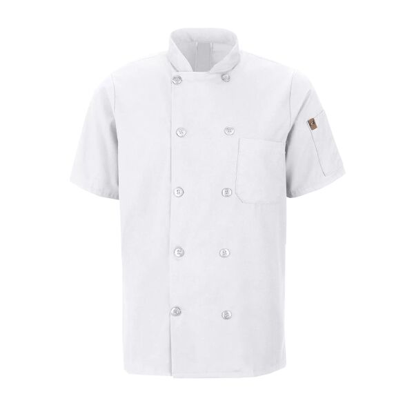 RED KAP® CHEF DESIGNS® SHORT SLEEVE CHEF COAT WITH OILBLOK + MIMIX™ Thumbnail